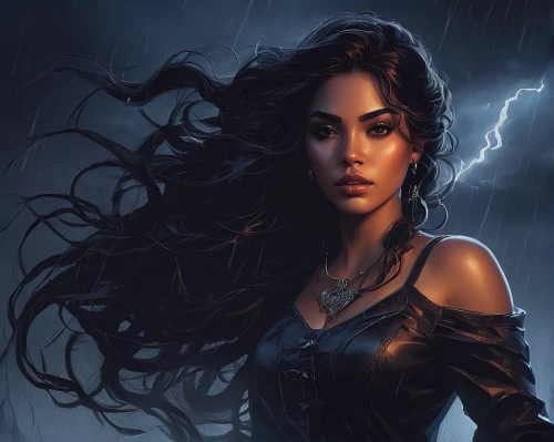 fantasy portrait,the enchantress,sorceress,monsoon banner,storm,fantasy art,fantasy woman,rosa ' amber cover,world digital painting,fantasy picture,mystical portrait of a girl,thunderstorm mood,monsoon,thunderstorm,sci fiction illustration,stormy,digital painting,zodiac sign libra,queen of the night,lightning storm,Conceptual Art,Fantasy,Fantasy 17