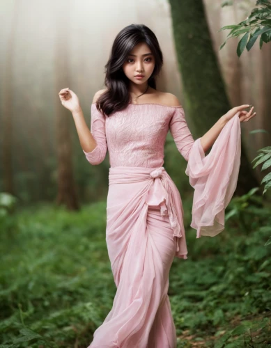 girl in a long dress,ao dai,little girl in pink dress,hanbok,ballerina in the woods,vietnamese woman,fairy tale character,girl in cloth,forest background,child fairy,little girl fairy,little girl in wind,mystical portrait of a girl,natural pink,enchanting,girl in a long,asian woman,portrait photography,long dress,girl with tree