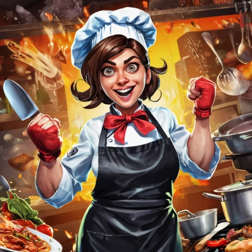 cooking book cover,waitress,chef,food and cooking,pizza supplier,men chef,red cooking,woman holding pie,twitch icon,cooking show,girl in the kitchen,cookery,pizzeria,cook,pubg mascot,game art,steam icon,food icons,chef hat,kosmea,Conceptual Art,Fantasy,Fantasy 26