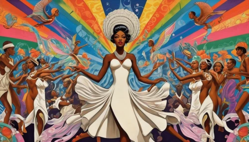 global oneness,african american woman,goddess of justice,afroamerican,sacred art,black woman,beautiful african american women,black women,cd cover,afro american girls,mother earth,priestess,happy day of the woman,psychedelic art,divine healing energy,emancipation,cover,womanhood,sun bride,afro american,Illustration,Realistic Fantasy,Realistic Fantasy 21