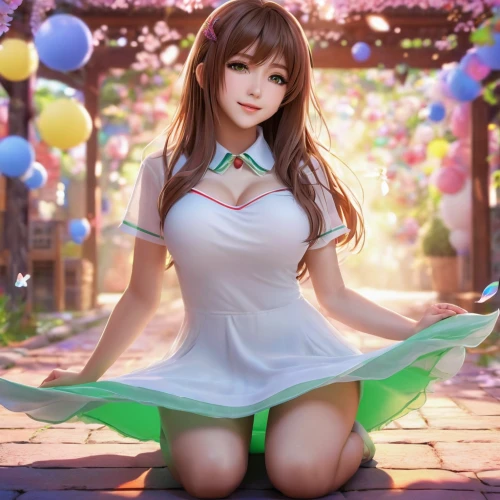 spring background,honmei choco,mikuru asahina,青龙菜,siu mei,springtime background,holding flowers,flower background,green balloons,mint blossom,hong,japanese kawaii,japanese sakura background,hanbok,green dress,easter theme,spring leaf background,fantasy picture,lily of the field,easter background,Photography,General,Natural