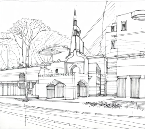 line drawing,street plan,townscape,mono-line line art,city church,kirrarchitecture,church towers,railroad station,church hill,house drawing,philharmonic hall,churches,pencil lines,white buildings,union station,glasnevin,line-art,south station,black church,minor basilica,Design Sketch,Design Sketch,Fine Line Art