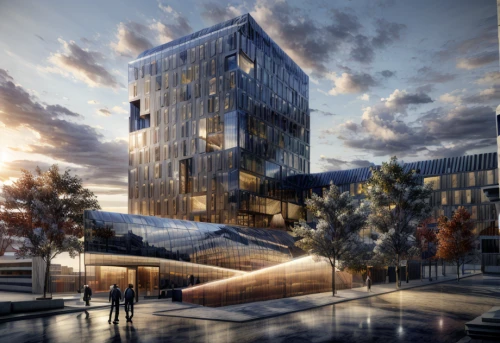 glass facade,espoo,3d rendering,multistoreyed,new building,kirrarchitecture,borås,åkirkeby,metal cladding,appartment building,solar cell base,bydgoszcz,new housing development,hafencity,mixed-use,biotechnology research institute,archidaily,new city hall,berlin center,arq