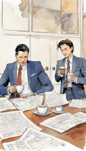 businessmen,coffee tea illustration,business men,business people,business meeting,business icons,coffee break,newspaper reading,coffee background,white-collar worker,business training,men sitting,drinking coffee,blur office background,tea drinking,cups of coffee,business world,japanese tea,meeting,darjeeling tea,Illustration,Paper based,Paper Based 07