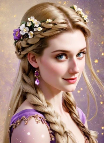 rapunzel,princess anna,jessamine,princess' earring,fairy tale character,celtic queen,violet head elf,princess sofia,fairy queen,fantasy portrait,elven flower,elsa,diadem,faery,white rose snow queen,fae,elven,princess crown,faerie,princess