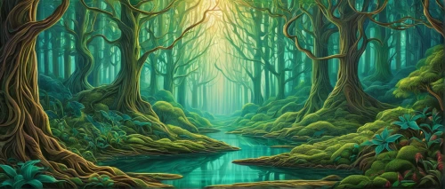 forest background,forest landscape,elven forest,green forest,enchanted forest,fairy forest,forest glade,forests,the forests,cartoon video game background,the forest,druid grove,forest of dreams,forest path,holy forest,coniferous forest,forest,cartoon forest,fairytale forest,riparian forest,Illustration,Realistic Fantasy,Realistic Fantasy 41