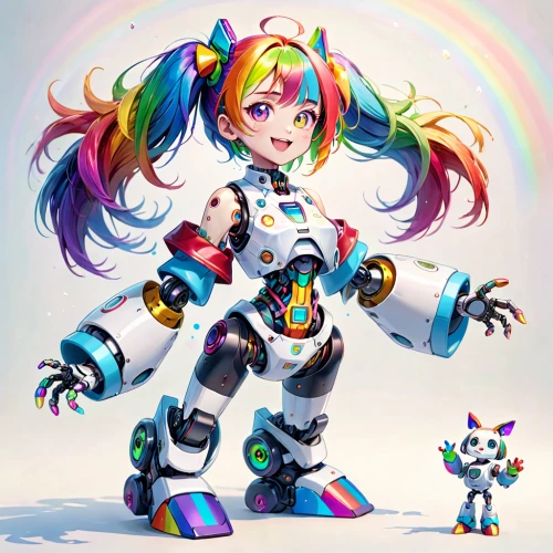 hatsune miku,rainbow rabbit,vector girl,raimbow,prism,minibot,rainbow unicorn,roller skates,roller skate,robotic,painter doll,artist doll,prismatic,robotics,prism ball,vocaloid,robot,artistic roller skating,rainbow colors,ragdoll,Anime,Anime,General