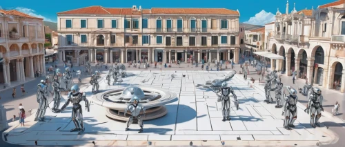 piazza,vencel square,venice square,dubrovnik city,forum,pallas athene fountain,trajan's forum,heroes ' square,piazza san marc,st mark's square,ancient rome,di trevi,piazza di spagna,siracusa,athens art school,the forum,peter's square,ancient city,city square,dubrovnik,Conceptual Art,Sci-Fi,Sci-Fi 03