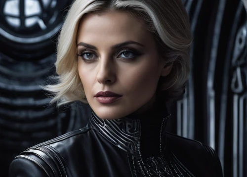 jena,femme fatale,wallis day,black coat,brie,banks,female doctor,dark portrait,queen cage,evil woman,rosa khutor,portrait background,dark angel,kerry,delta,lena,eva,dark elf,aging icon,british actress,Conceptual Art,Sci-Fi,Sci-Fi 02