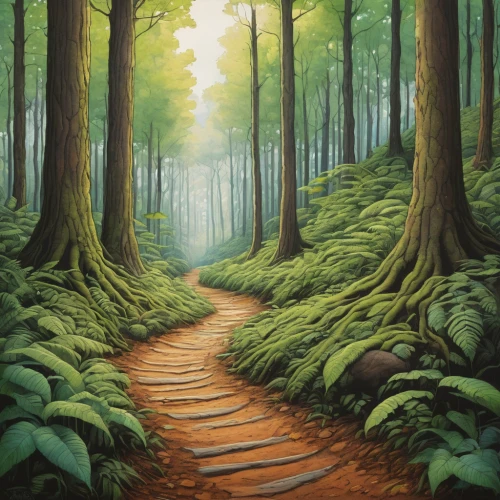 forest path,forest landscape,forest road,green forest,tree lined path,pathway,hiking path,deciduous forest,forest floor,forest glade,forest background,wooden path,forest of dreams,the mystical path,fir forest,forest walk,enchanted forest,coniferous forest,cartoon forest,holy forest,Illustration,Paper based,Paper Based 26