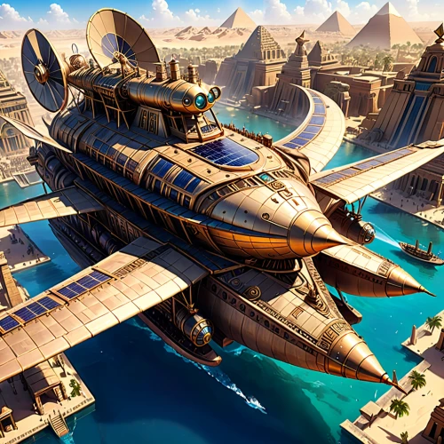 airships,airship,atlantis,air ship,futuristic landscape,sky space concept,space ships,space tourism,carrack,ancient egypt,air transport,fleet and transportation,alien ship,very large floating structure,sci fiction illustration,solar cell base,ancient city,ship releases,seaplane,futuristic architecture,Anime,Anime,General