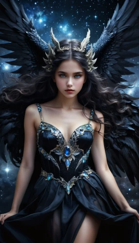 dark angel,black angel,fairy queen,faery,faerie,queen of the night,archangel,evil fairy,the archangel,fantasy art,fantasy woman,fallen angel,angel girl,angel wings,angelology,sorceress,harpy,fantasy picture,angel wing,winged heart,Conceptual Art,Fantasy,Fantasy 11