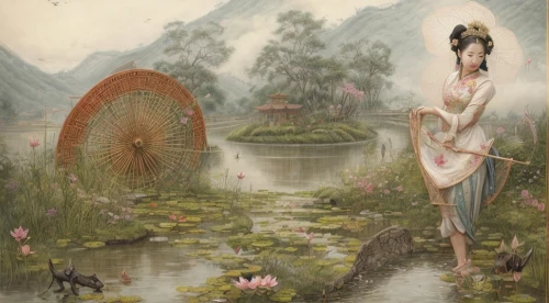 lotus pond,lotus on pond,water lotus,sacred lotus,chinese art,lotus blossom,oriental painting,lotus flowers,lotus plants,stone lotus,lotus,lotus art drawing,lotus flower,lotus with hands,lily pond,lotuses,chinese pastoral cat,yi sun sin,dongfang meiren,woman at the well,Game Scene Design,Game Scene Design,Chinese Martial Arts Fantasy