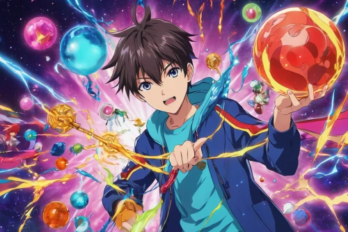 juggler,furin,soap bubble,colorful balloons,anime cartoon,magician,water balloon,candy boy,anime 3d,inflates soap bubbles,soap bubbles,balloon,easter banner,birthday banner background,mitarashi dango,candies,electric arc,juggling,bouncy ball,colorful heart,Illustration,Japanese style,Japanese Style 03