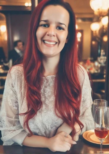 killer smile,balsamita,two glasses,a girl's smile,maci,sazerac,romanian,red hair,ammo,swedish german,adorable,smiling,a glass of wine,redhair,glass of wine,30,cute,pub,17-50,garanaalvisser