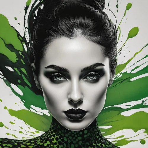 fashion illustration,world digital painting,green skin,green,digital painting,fashion vector,absinthe,digital art,adobe illustrator,the enchantress,illustrator,digital artwork,green smoke,vector graphics,bodypainting,vector illustration,vector graphic,art painting,effect pop art,green snake,Photography,General,Natural