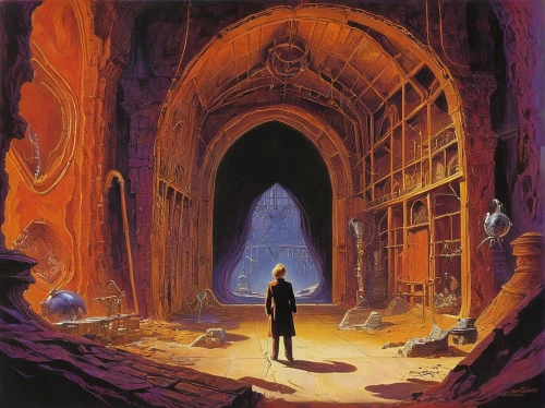 hall of the fallen,crypt,scholar,ervin hervé-lóránth,ruin,sepulchre,necropolis,testament,ruins,mausoleum ruins,dungeon,the ruins of the,labyrinth,the threshold of the house,sci fiction illustration,prejmer,threshold,chamber,tombs,castle of the corvin,Conceptual Art,Sci-Fi,Sci-Fi 19