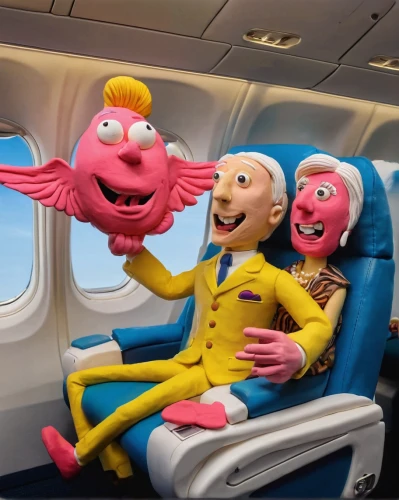 puppets,ryanair,southwest airlines,passengers,jetblue,air new zealand,elves flight,airplane passenger,pink family,peanuts,airline travel,air travel,puppet theatre,planes,jet plane,cgi,the muppets,polish airline,stand-up flight,airbus a320 family,Unique,3D,Clay