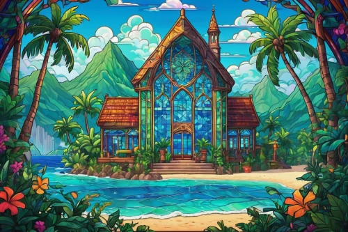 tropical island,tropical house,polynesia,island church,bora-bora,tropical beach,ocean paradise,cabana,seaside resort,delight island,resort,lagoon,polynesian,bora bora,resort town,tropical jungle,summer cottage,fiji,tropical sea,aqua studio,Unique,Paper Cuts,Paper Cuts 08