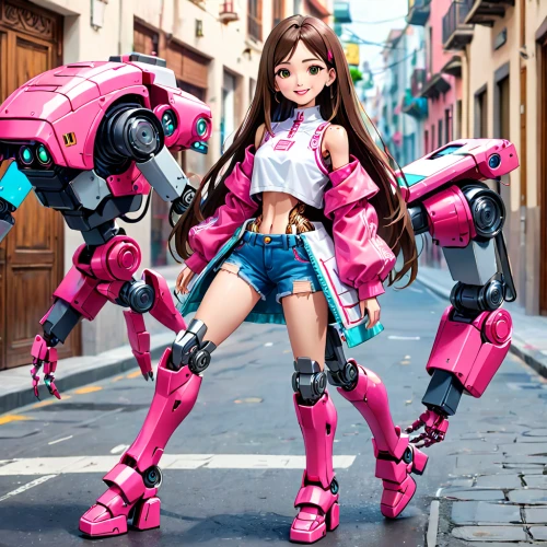 pink vector,mech,barbie,minibot,mecha,magenta,cosplayer,cybernetics,the pink panter,vector girl,harajuku,topspin,pinkladies,cosplay image,bright pink,pink lady,actionfigure,exoskeleton,barbie doll,pink,Anime,Anime,General