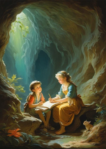 children studying,children drawing,little girl reading,girl studying,children learning,child with a book,tutor,children's fairy tale,gnomes at table,happy children playing in the forest,tutoring,children's background,children's interior,kids illustration,little boy and girl,young couple,scholar,romantic scene,school children,church painting,Art,Classical Oil Painting,Classical Oil Painting 36