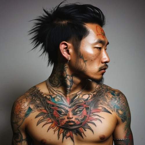 miyeok guk,han thom,choi kwang-do,janome chow,kai yang,mohawk hairstyle,with tattoo,asian tiger,pompadour,chonmage,tattoos,khoa,punk,guk,man portraits,kai bei,asian,asian vision,hon khoi,punk design,Conceptual Art,Graffiti Art,Graffiti Art 05