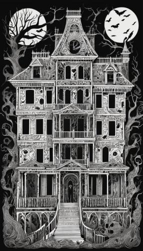 witch house,the haunted house,haunted house,ghost castle,witch's house,haunted castle,halloween illustration,halloween poster,halloween ghosts,creepy house,haunted,halloween paper,two story house,cd cover,doll's house,victorian house,halloween scene,victorian,house drawing,haunt,Illustration,Vector,Vector 21