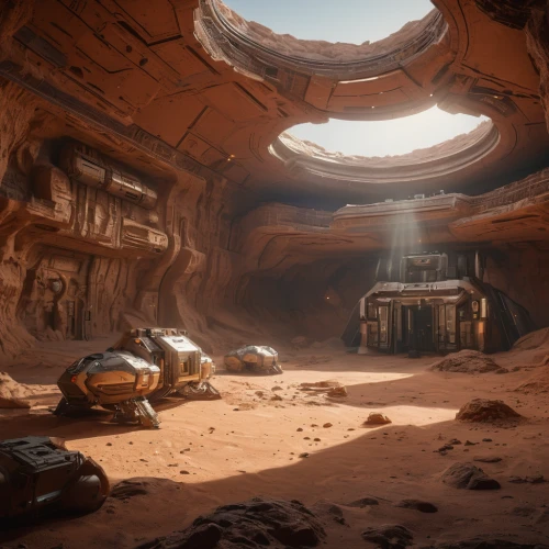 mining facility,petra,collected game assets,desert planet,radiator springs racers,development concept,concept art,excavation,mining,anasazi,mining site,futuristic landscape,terraforming,ancient city,erbore,excavation site,alien world,gold mining,mining excavator,carapace,Photography,General,Natural