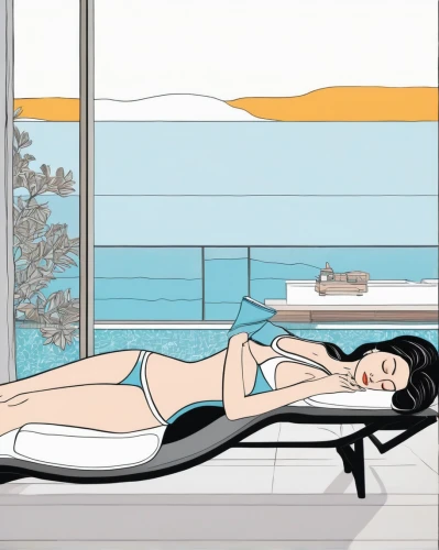 sunlounger,lounger,beach furniture,sunbeds,leisure facility,to sunbathe,calyx-doctor fish white,waterbed,water sofa,thermae,carbon dioxide therapy,massage table,relaxation,lotus position,spa,woman laying down,advertising figure,health spa,chaise lounge,leisure,Illustration,Vector,Vector 14