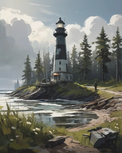 lighthouse,light house,electric lighthouse,petit minou lighthouse,red lighthouse,crisp point lighthouse,beacon,coastline,light station,maine,thimble islands,shoreline,coastal landscape,coast,islet,point lighthouse torch,coast line,the coast,the island,croft,Art,Artistic Painting,Artistic Painting 41