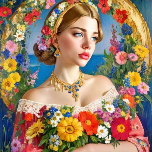 girl in flowers,beautiful girl with flowers,girl in a wreath,wreath of flowers,fantasy portrait,flower girl,flower fairy,splendor of flowers,floral wreath,boho art,blooming wreath,colorful floral,flower painting,vintage flowers,retro flowers,flower art,romantic portrait,flower hat,flora,flower wreath