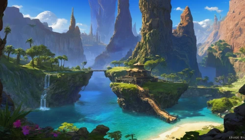 fantasy landscape,futuristic landscape,underwater oasis,an island far away landscape,imperial shores,oasis,fantasy picture,karst landscape,artificial island,lagoon,fantasy world,underwater landscape,high landscape,virtual landscape,floating islands,3d fantasy,coastal landscape,fantasy art,landscape background,fairy world,Art,Classical Oil Painting,Classical Oil Painting 42