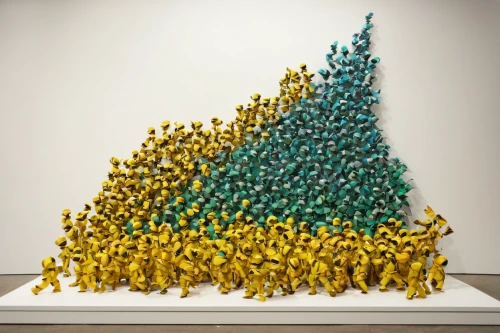 proliferation,the ethereum,popular art,populations,audience,golden scale,hierarchic,stand out,swarms,miniature figures,bottleneck,modern art,yellow wall,gold wall,decentralized,tower of babel,swarm,gnomes,yellow cups,png sculpture,Unique,Paper Cuts,Paper Cuts 01