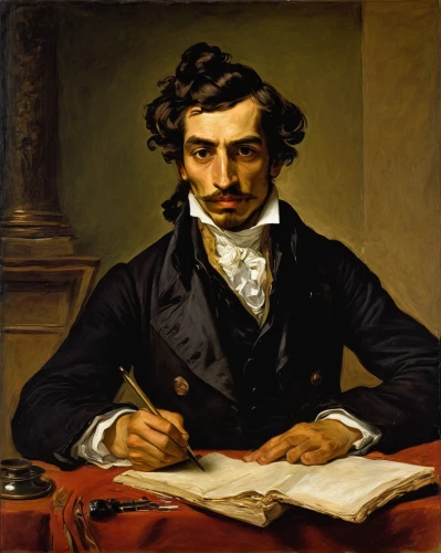 persian poet,self-portrait,carlos sainz,barberini,romanescu,italian painter,leonardo devinci,fernano alonso,artist portrait,learn to write,santiago calatrava,lev lagorio,bernini,cimarrón uruguayo,count of faber castell,romantic portrait,alejandro vergara blanco,uomo vitruviano,to write,meticulous painting,Art,Classical Oil Painting,Classical Oil Painting 08