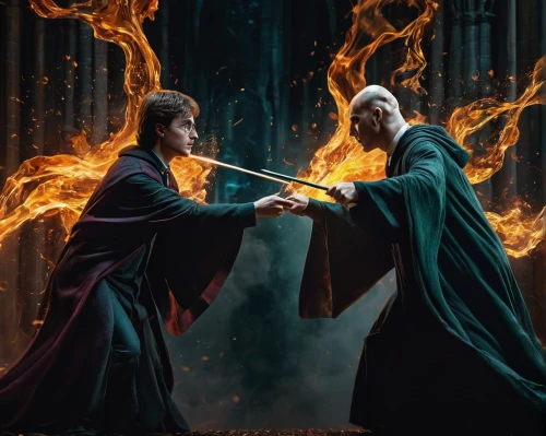 wizards,flickering flame,duel,lord who rings,confrontation,wizardry,harry potter,sword fighting,smouldering torches,a3 poster,potter,monks,magic,swordsmen,quarterstaff,battling ropes,gandalf,dance of death,games of light,photo manipulation,Photography,Artistic Photography,Artistic Photography 03