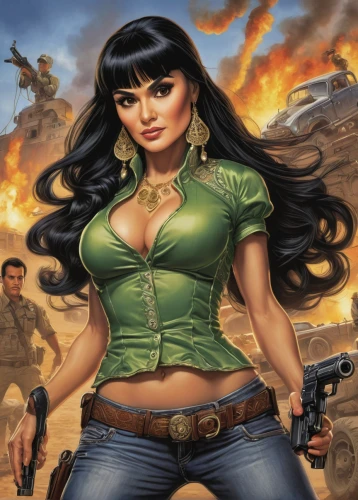 girl with gun,girl with a gun,woman holding gun,tura satana,holding a gun,hard woman,game illustration,gunfighter,western film,combat pistol shooting,barb wire,smith and wesson,femme fatale,rosa ' amber cover,handgun holster,sci fiction illustration,gun holster,wild west,nancy crossbows,revolvers,Illustration,Children,Children 03