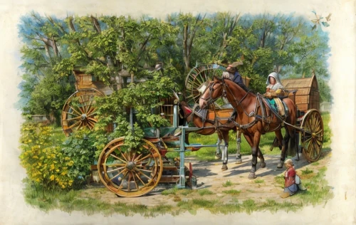 stagecoach,horse and cart,straw cart,covered wagon,horse and buggy,handcart,straw carts,flower cart,horse-drawn carriage,horse carriage,horse-drawn vehicle,cart of apples,cart horse,wooden carriage,horse-drawn,horse drawn carriage,horse drawn,oil painting,donkey cart,vintage print,Game Scene Design,Game Scene Design,Medieval