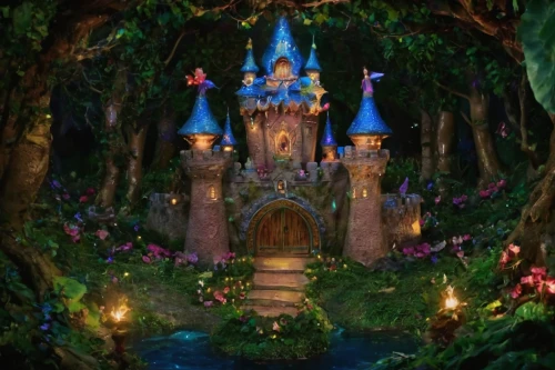 fairy tale castle,fairy village,fairy world,fairy forest,enchanted forest,fairy house,fairytale castle,a fairy tale,fairy tale,fairytale,fairytale forest,disneyland park,fantasy world,elves flight,children's fairy tale,enchanted,cinderella's castle,fairy door,fantasy picture,disney world,Illustration,Realistic Fantasy,Realistic Fantasy 02