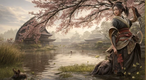 goki,yi sun sin,fantasy picture,tsukemono,japan landscape,japanese sakura background,chinese art,japanese art,fantasy landscape,background with stones,landscape background,oriental painting,wuchang,fen,japanese background,game illustration,xing yi quan,the wanderer,spring background,hwachae,Game Scene Design,Game Scene Design,Japanese Martial Arts