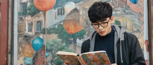 bookworm,street artist,people reading newspaper,street artists,reading glasses,child with a book,book glasses,librarian,read a book,e-book readers,magic book,readers,reading magnifying glass,newspaper reading,italian painter,reading,meticulous painting,john-lennon-wall,korean drama,city ​​portrait,Illustration,Black and White,Black and White 27