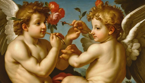 cherubs,cupido (butterfly),angel and devil,cupid,adam and eve,cherub,la nascita di venere,baroque angel,angel trumpets,narcissus of the poets,angel's trumpets,young couple,narcissus,barberini,angels,the angel with the cross,angelology,baptism of christ,raffaello da montelupo,the angel with the veronica veil,Art,Classical Oil Painting,Classical Oil Painting 21