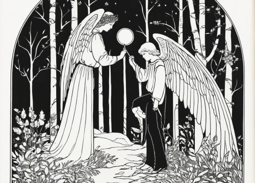 angel and devil,wood angels,angels of the apocalypse,christmas angels,angels,the annunciation,fairies,vintage fairies,druids,the angel with the veronica veil,angel lanterns,witches,the angel with the cross,the night of kupala,angel of death,fairy tales,crying angel,angel's trumpets,bookplate,fairy forest,Illustration,Black and White,Black and White 24