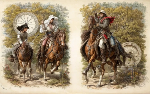 andalusians,pilgrims,cavalry,two-horses,hunting scene,horse riders,man and horses,stagecoach,western riding,horsemanship,horseback,musketeers,cossacks,horsemen,khokhloma painting,horse herder,don quixote,carriages,cowboy mounted shooting,mounted police,Game Scene Design,Game Scene Design,Renaissance
