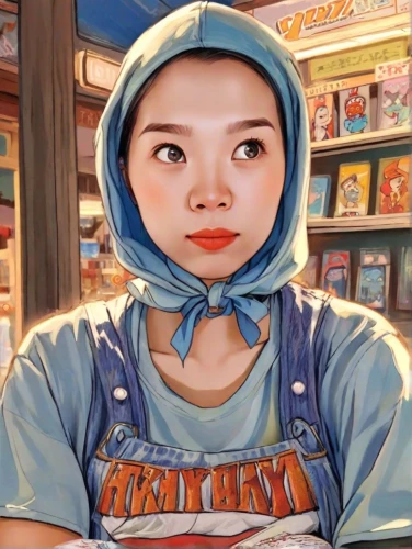 asian woman,shopkeeper,phuquy,convenience store,bjork,vietnamese woman,nộm,world digital painting,pi mai,digital painting,hong,vendor,twitch icon,hk,woman with ice-cream,asian vision,girl with bread-and-butter,cashier,korean,rv
