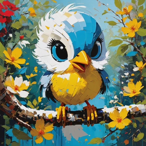 bird painting,flower and bird illustration,blue birds and blossom,spring bird,flower painting,easter chick,twitter bird,little bird,springtime background,bird illustration,blue bird,budgie,floral and bird frame,nature bird,bird flower,yellow robin,garden bird,small bird,birdie,little birds,Conceptual Art,Oil color,Oil Color 07