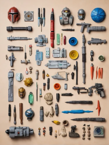 tools,construction toys,construction set toy,components,art tools,objects,disassembled,paintball equipment,toolbox,assemblage,fasteners,school tools,gunsmith,building materials,drill accessories,raw materials,sewing tools,tradesman,materials,weapons,Unique,Design,Knolling