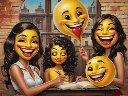 emoji balloons,smileys,emojis,comedy tragedy masks,emoticons,emoji,dental icons,happy faces,banana family,laugh at,emojicon,smilies,to laugh,emoticon,laughter,cartoon chips,oil painting on canvas,smiley girls,cartoon people,laugh,Illustration,Realistic Fantasy,Realistic Fantasy 10