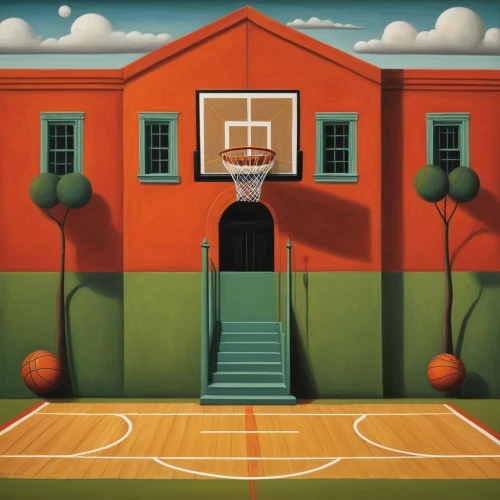 basketball court,basketball hoop,basketball board,woman's basketball,basketball,basketball player,outdoor basketball,corner ball,the court,cd cover,3x3 (basketball),backboard,red auerbach,sports center for the elderly,game illustration,field house,basket,house painting,wall & ball sports,basketball shoe,Art,Artistic Painting,Artistic Painting 02