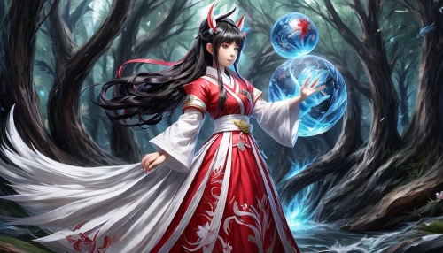 yi sun sin,nine-tailed,kitsune,xing yi quan,summoner,sorceress,wuchang,fantasy picture,fantasy art,the enchantress,xiaochi,xizhi,mulan,xiangwei,oriental princess,hwachae,dragon li,priestess,siu mei,yuanyang