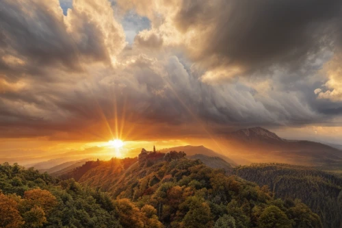 carpathians,mountain sunrise,autumn mountains,saxon switzerland,god rays,elbe sandstone mountains,pieniny,berchtesgaden national park,sunrays,rays of the sun,western tatras,sun rays,sunbeams protruding through clouds,atmosphere sunrise sunrise,mountain landscape,sun through the clouds,slovenia,tatra mountains,mountainous landscape,mount scenery,Realistic,Landscapes,None